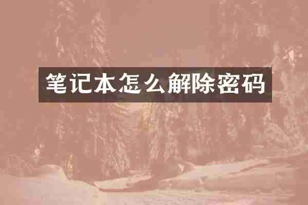 笔记本怎么解除密码