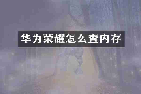 华为荣耀怎么查内存
