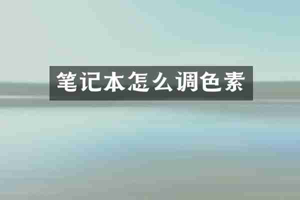 笔记本怎么调色素