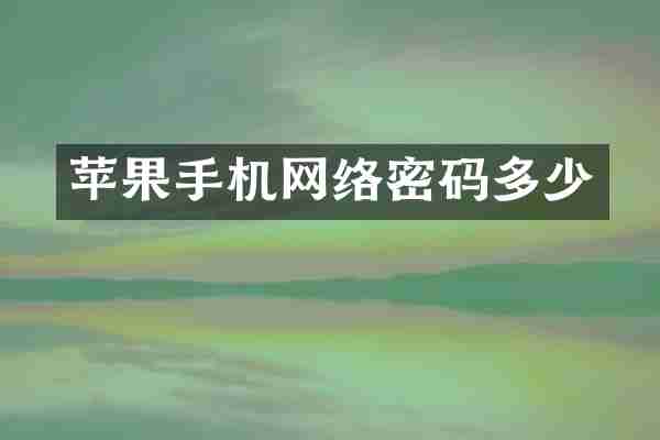 苹果手机网络密码多少