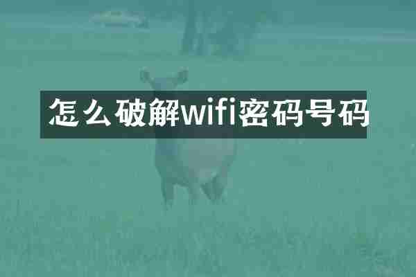 怎么破解wifi密码号码