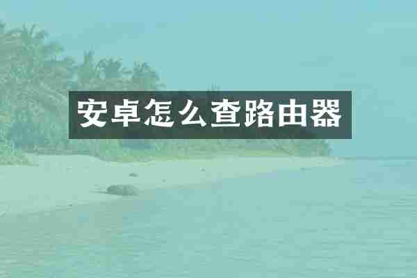 安卓怎么查路由器