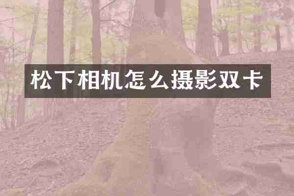 相机怎么摄影双卡