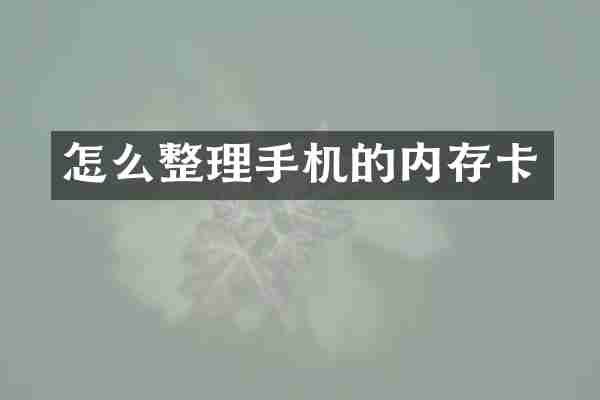 怎么整理手机的内存卡