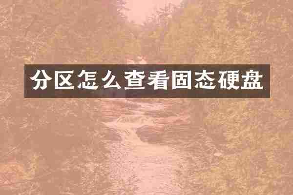 分区怎么查看固态硬盘