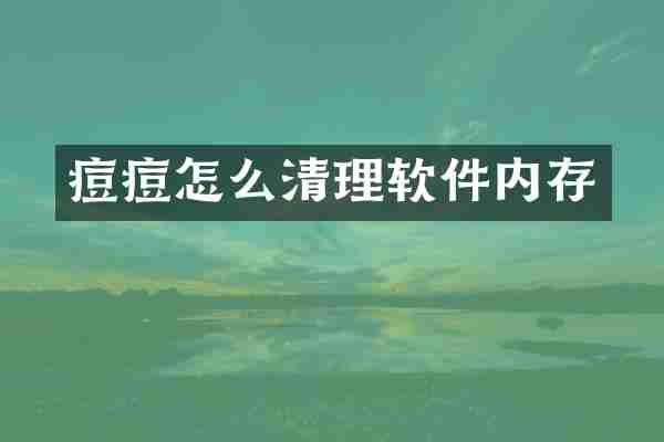 痘痘怎么清理软件内存
