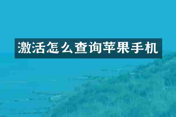激活怎么查询苹果手机