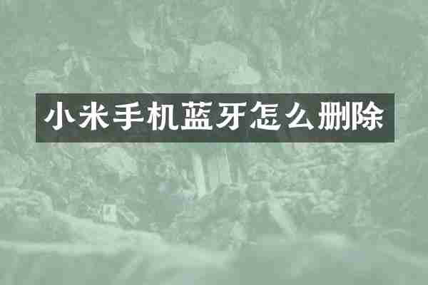 小米手机蓝牙怎么删除