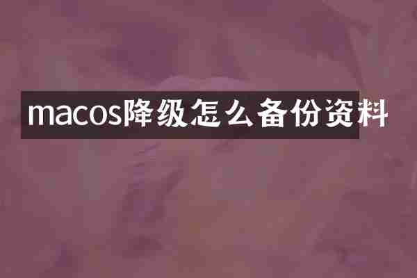macos降级怎么备份资料
