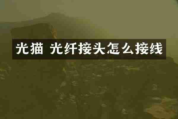 光猫 光纤接头怎么接线