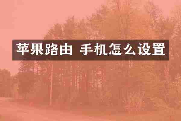 苹果路由 手机怎么设置