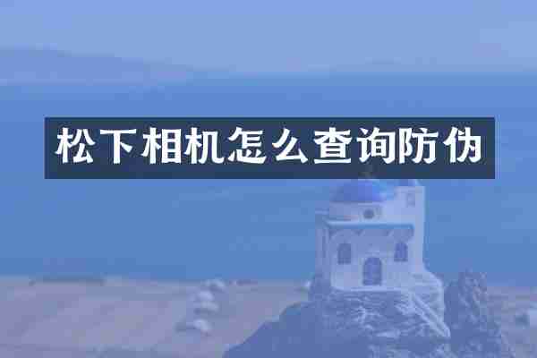 松下相机怎么查询防伪
