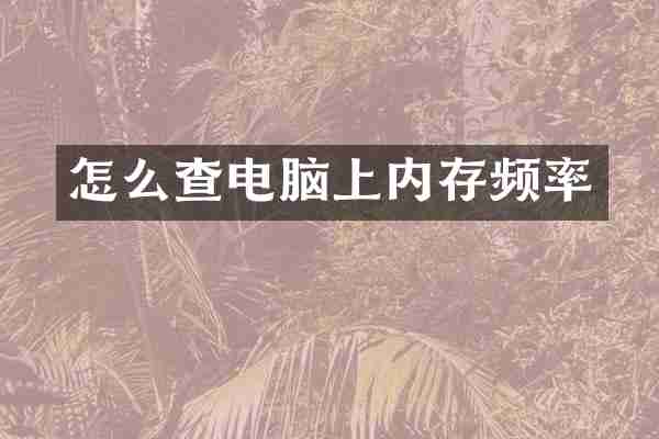 怎么查电脑上内存频率