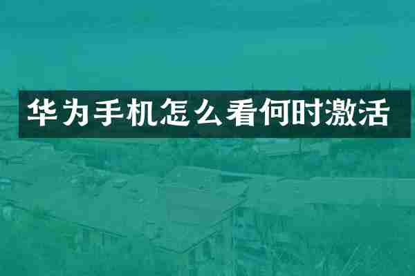 华为手机怎么看何时激活