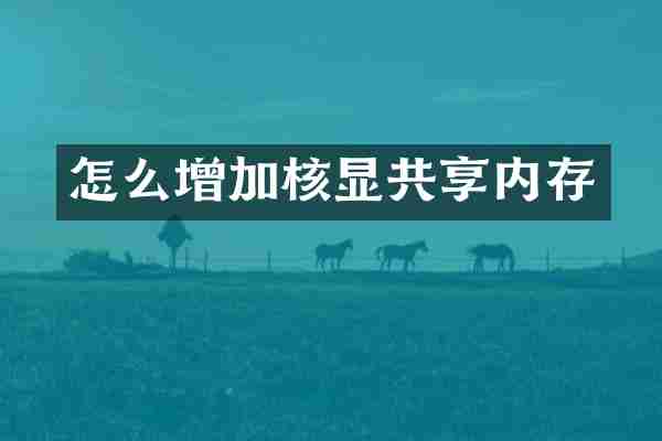 怎么增加核显共享内存
