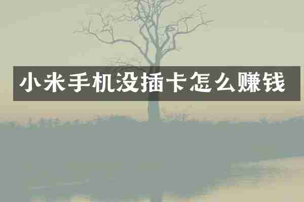 小米手机没插卡怎么赚钱