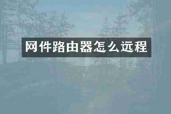 网件路由器怎么远程