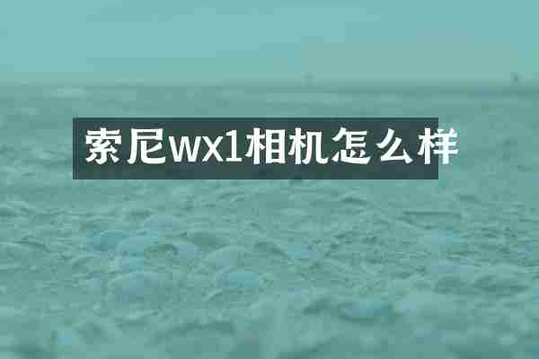wx1相机怎么样