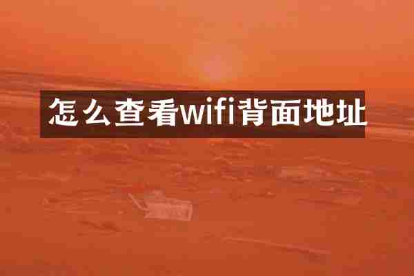 怎么查看wifi背面地址