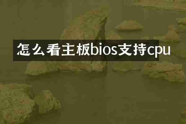 怎么看主板bios支持cpu
