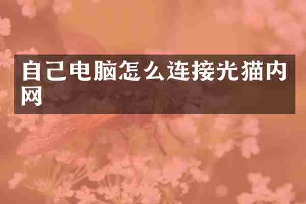 自己电脑怎么连接光猫内网