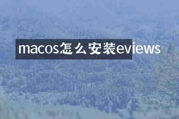 macos怎么安装eviews