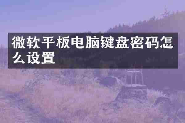 微软平板电脑键盘密码怎么设置
