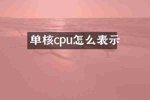 单核cpu怎么表示