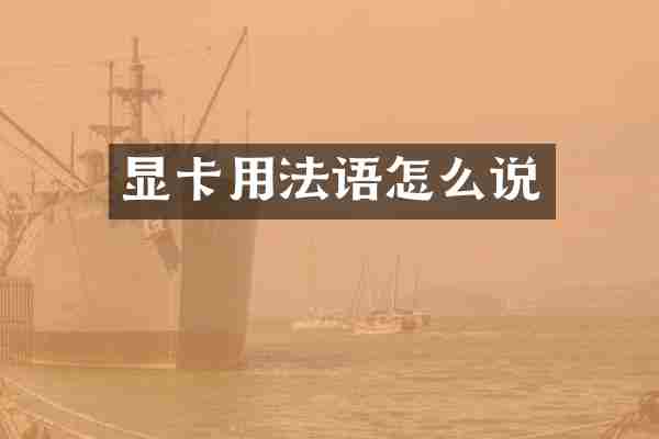 显卡用法语怎么说