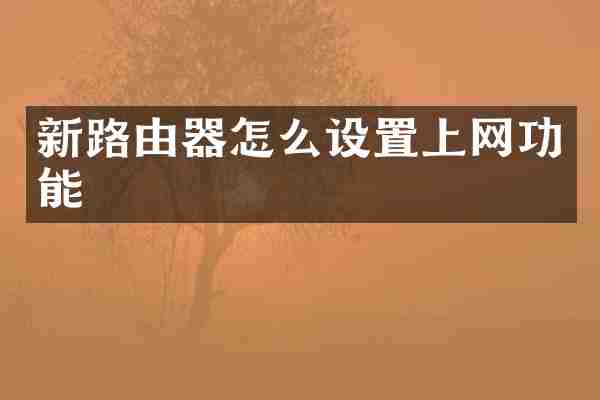 新路由器怎么设置上网功能