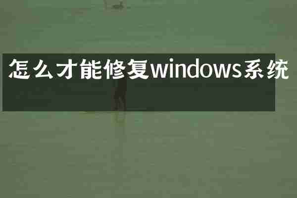怎么才能修复windows系统盘