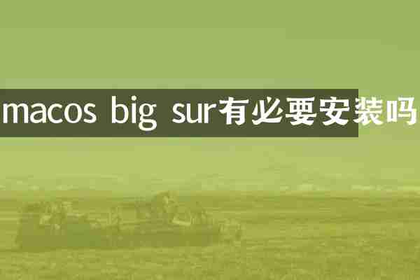 macos big sur有必要安装吗