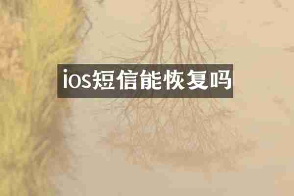 ios短信能恢复吗