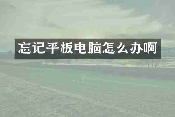 忘记平板电脑怎么办啊