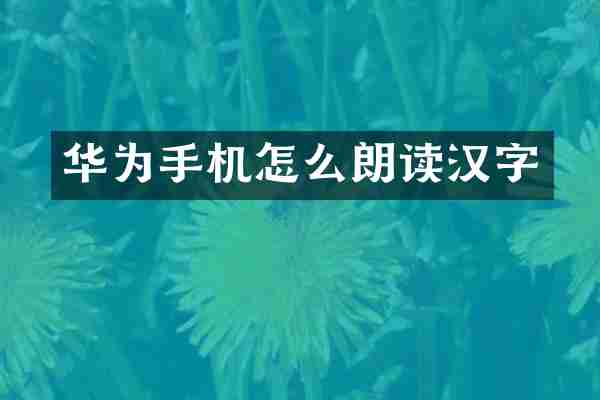 华为手机怎么朗读汉字