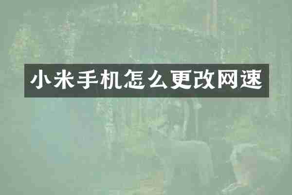 小米手机怎么更改网速
