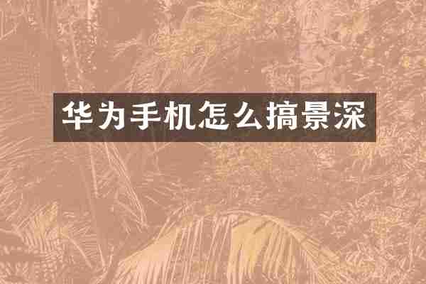 华为手机怎么搞景深