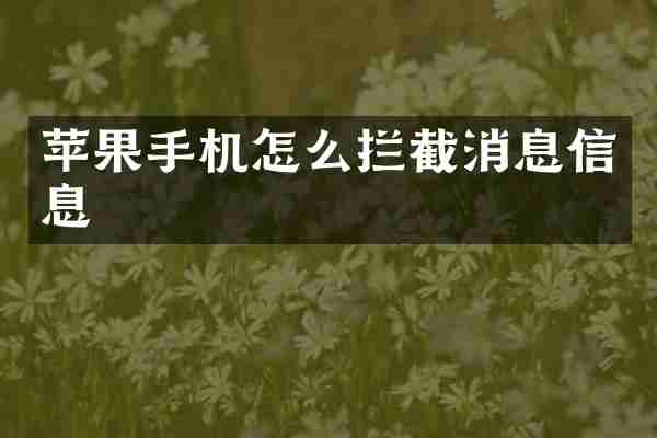 苹果手机怎么拦截消息信息