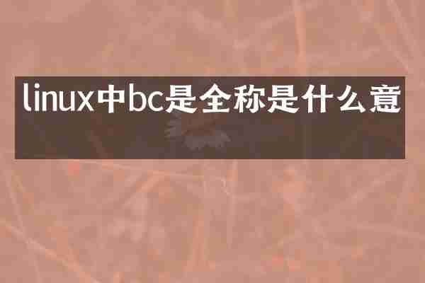 linux中bc是全称是什么意思