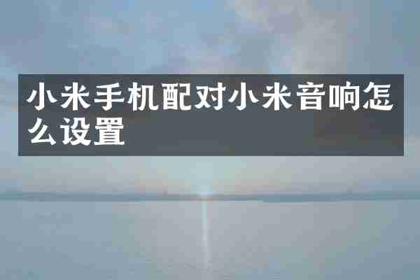 小米手机配对小米音响怎么设置