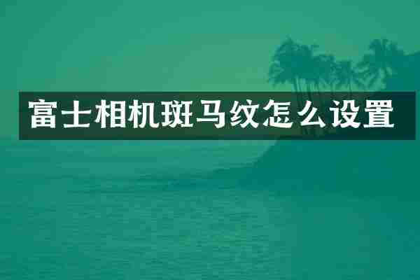 富士相机斑马纹怎么设置