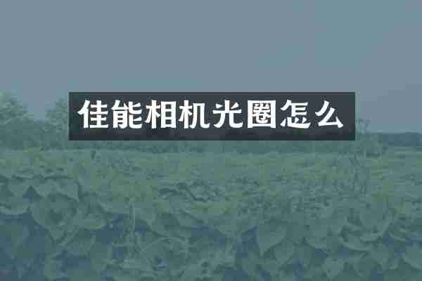佳能相机光圈怎么
