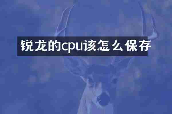 锐龙的cpu该怎么保存