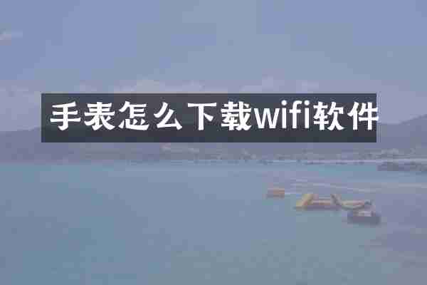 手表怎么下载wifi软件