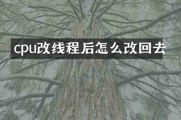 cpu改线程后怎么改回去