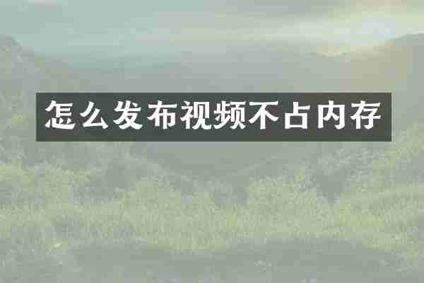 怎么发布视频不占内存