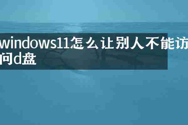 windows11怎么让别人不能访问d盘