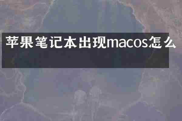 苹果笔记本出现macos怎么办