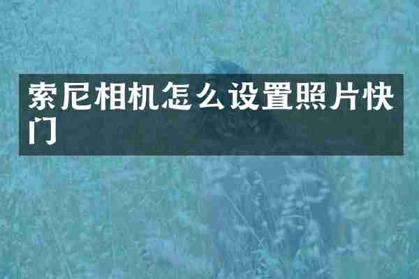 相机怎么设置照片快门
