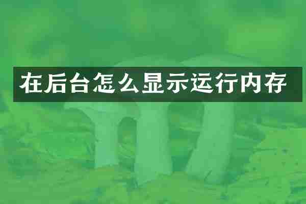 在后台怎么显示运行内存